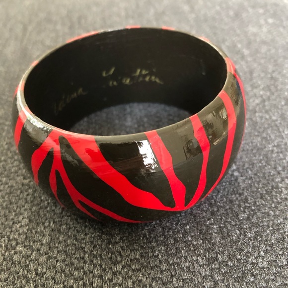 Signed Vintage Animal Print Bangle Paper Mache - Picture 2 of 5